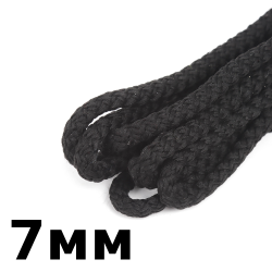 Шнур с сердечником 7мм, цвет Чёрный (плетено-вязанный, плотный)  в Электрогорске